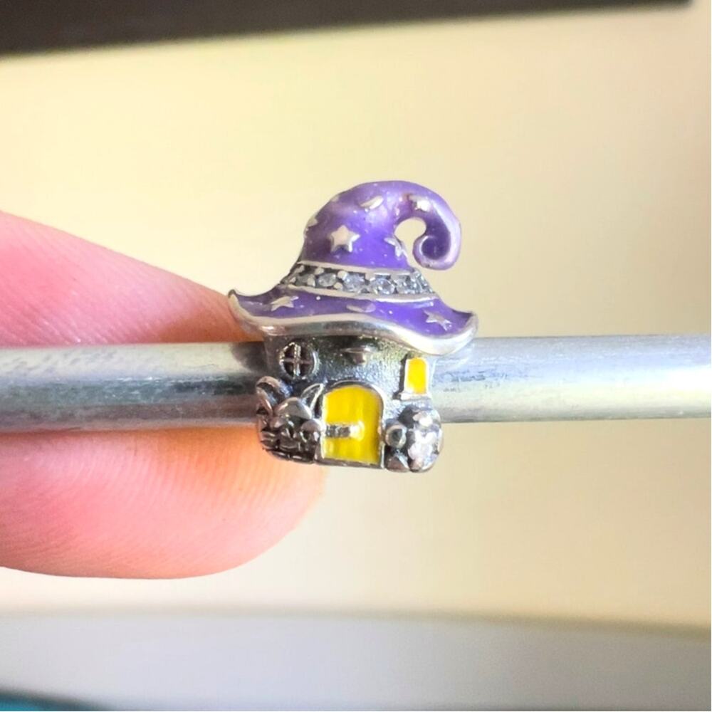 Glow-in-the-Dark Halloween Witch Cottage Charm for European Style Bracelet